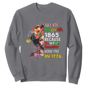 Juneteenth 1865 Sweatshirt Because My Ancestor Weren't Free In 1776 Afro Black Queen TS02 Charcoal Print Your Wear