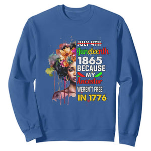 Juneteenth 1865 Sweatshirt Because My Ancestor Weren't Free In 1776 Afro Black Queen TS02 Royal Blue Print Your Wear