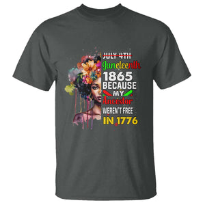 Juneteenth 1865 T Shirt Because My Ancestor Weren't Free In 1776 Afro Black Woman TS02 Dark Heather Print Your Wear