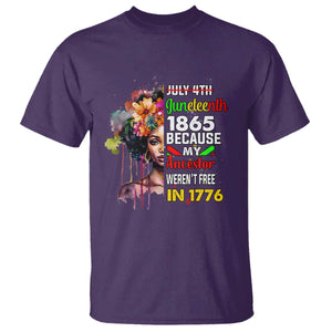 Juneteenth 1865 T Shirt Because My Ancestor Weren't Free In 1776 Afro Black Woman TS02 Purple Print Your Wear