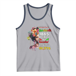 Juneteenth 1865 Tank Top Because My Ancestor Weren't Free In 1776 Afro Black Woman TS02 Athletic Heather Navy Print Your Wear
