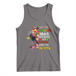 Juneteenth 1865 Tank Top Because My Ancestor Weren't Free In 1776 Afro Black Woman TS02 Deep Heather Print Your Wear