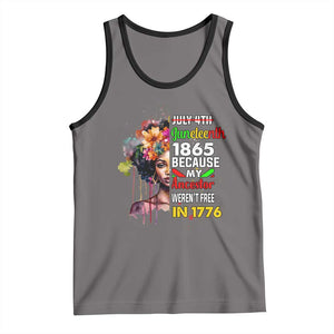 Juneteenth 1865 Tank Top Because My Ancestor Weren't Free In 1776 Afro Black Woman TS02 Deep Heather Black Print Your Wear