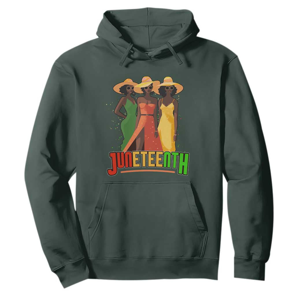 Juneteenth Hoodie Melanin Black Women Dress 1865 TS02 Dark Forest Green Print Your Wear