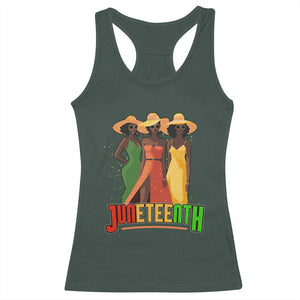 Juneteenth 1865 Racerback Tank Top Beautiful Black Women Melanin TS02 Dark Forest Green Print Your Wear