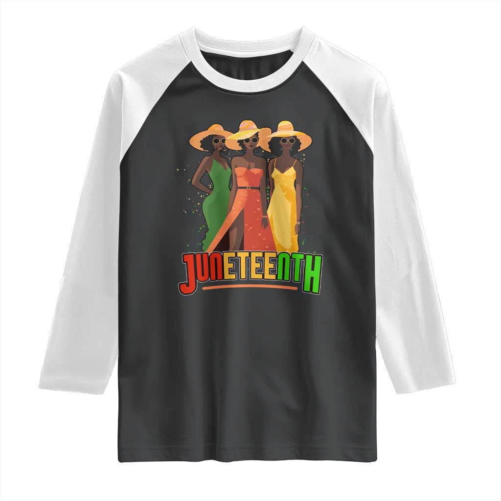Juneteenth 1865 Raglan Shirt Beautiful Black Women Melanin TS02 Black White Print Your Wear