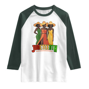 Juneteenth 1865 Raglan Shirt Beautiful Black Women Melanin TS02 White Dark Forest Green Print Your Wear