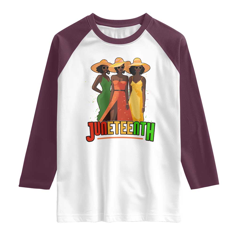 Juneteenth 1865 Raglan Shirt Beautiful Black Women Melanin TS02 White Maroon Print Your Wear