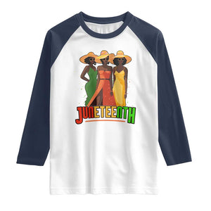 Juneteenth 1865 Raglan Shirt Beautiful Black Women Melanin TS02 White Navy Print Your Wear