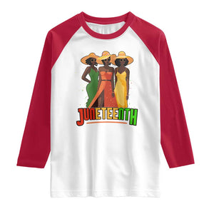 Juneteenth 1865 Raglan Shirt Beautiful Black Women Melanin TS02 White Red Print Your Wear