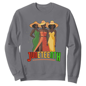 Juneteenth Sweatshirt Melanin Black Women Dress 1865 TS02 Charcoal Print Your Wear