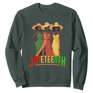 Juneteenth Sweatshirt Melanin Black Women Dress 1865 TS02 Dark Forest Green Print Your Wear
