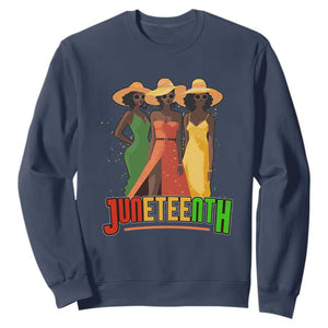 Juneteenth Sweatshirt Melanin Black Women Dress 1865 TS02 Navy Print Your Wear