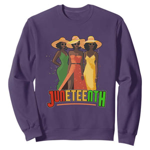 Juneteenth Sweatshirt Melanin Black Women Dress 1865 TS02 Purple Print Your Wear