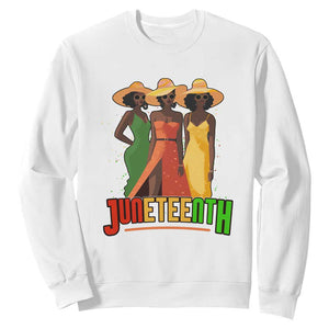 Juneteenth Sweatshirt Melanin Black Women Dress 1865 TS02 White Print Your Wear