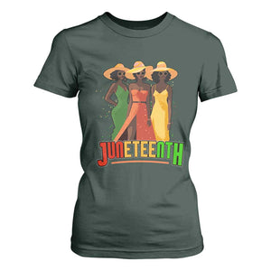 Juneteenth T Shirt For Women Melanin Black Women Dress 1865 TS02 Dark Forest Green Print Your Wear
