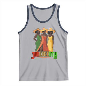 Juneteenth 1865 Tank Top Beautiful Black Women Melanin TS02 Athletic Heather Navy Print Your Wear