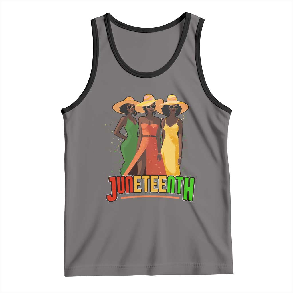 Juneteenth 1865 Tank Top Beautiful Black Women Melanin TS02 Deep Heather Black Print Your Wear