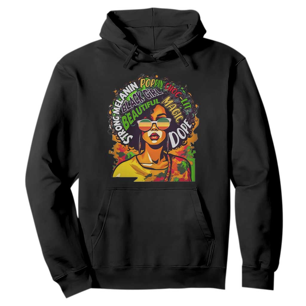 Juneteenth Hoodie Beautiful Strong Melanin Poppin' Dope African Afro Black Queen TS02 Black Print Your Wear