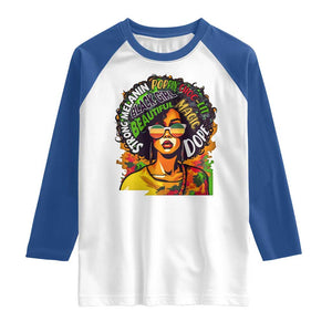 Afro Black Queen Magic Raglan Shirt Beautiful Strong Melanin Poppin' Choc-lit Dope TS02 White Royal Print Your Wear