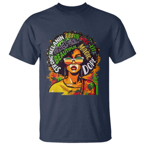 Afro Black Queen Magic T Shirt Beautiful Strong Melanin Poppin' Choc-lit Dope TS02 Navy Print Your Wear