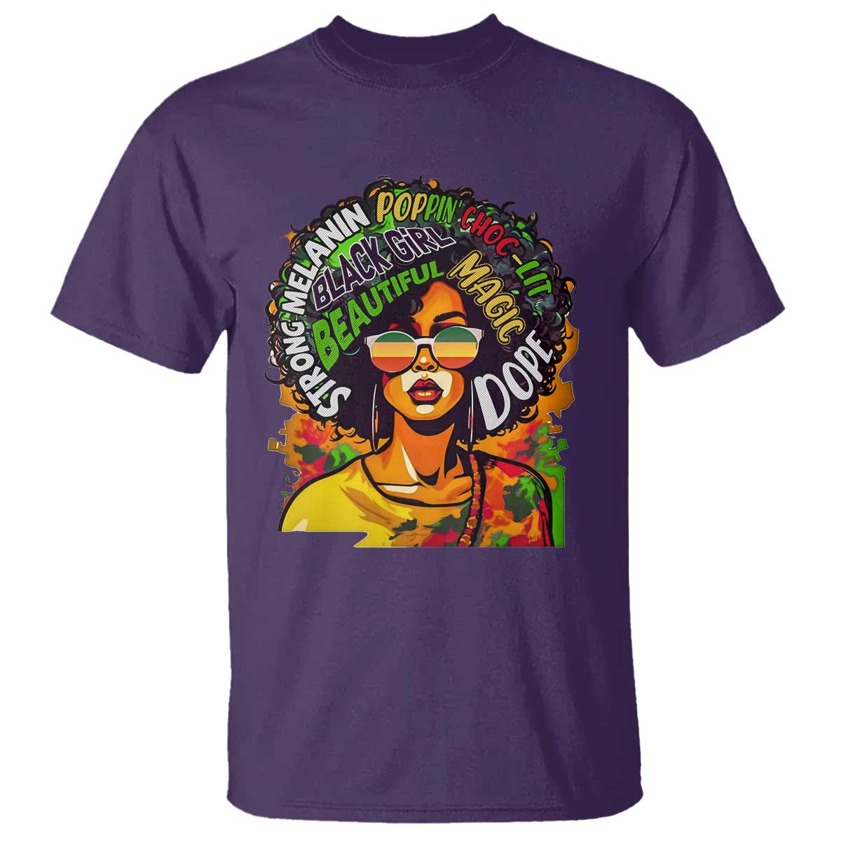 Afro Black Queen Magic T Shirt Beautiful Strong Melanin Poppin' Choc-lit Dope TS02 Purple Print Your Wear