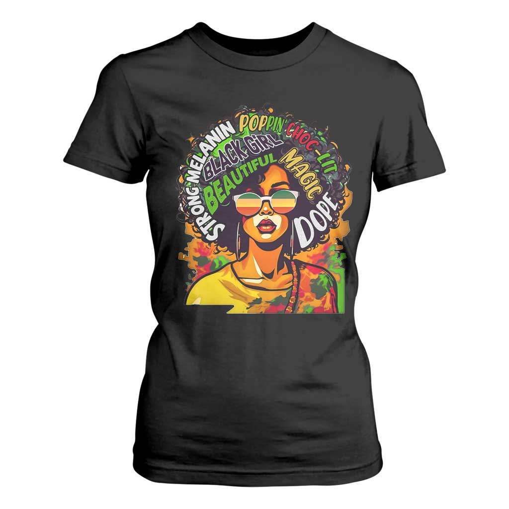 Juneteenth T Shirt For Women Beautiful Strong Melanin Poppin' Dope African Afro Black Queen TS02 Black Print Your Wear