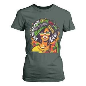 Juneteenth T Shirt For Women Beautiful Strong Melanin Poppin' Dope African Afro Black Queen TS02 Dark Forest Green Print Your Wear