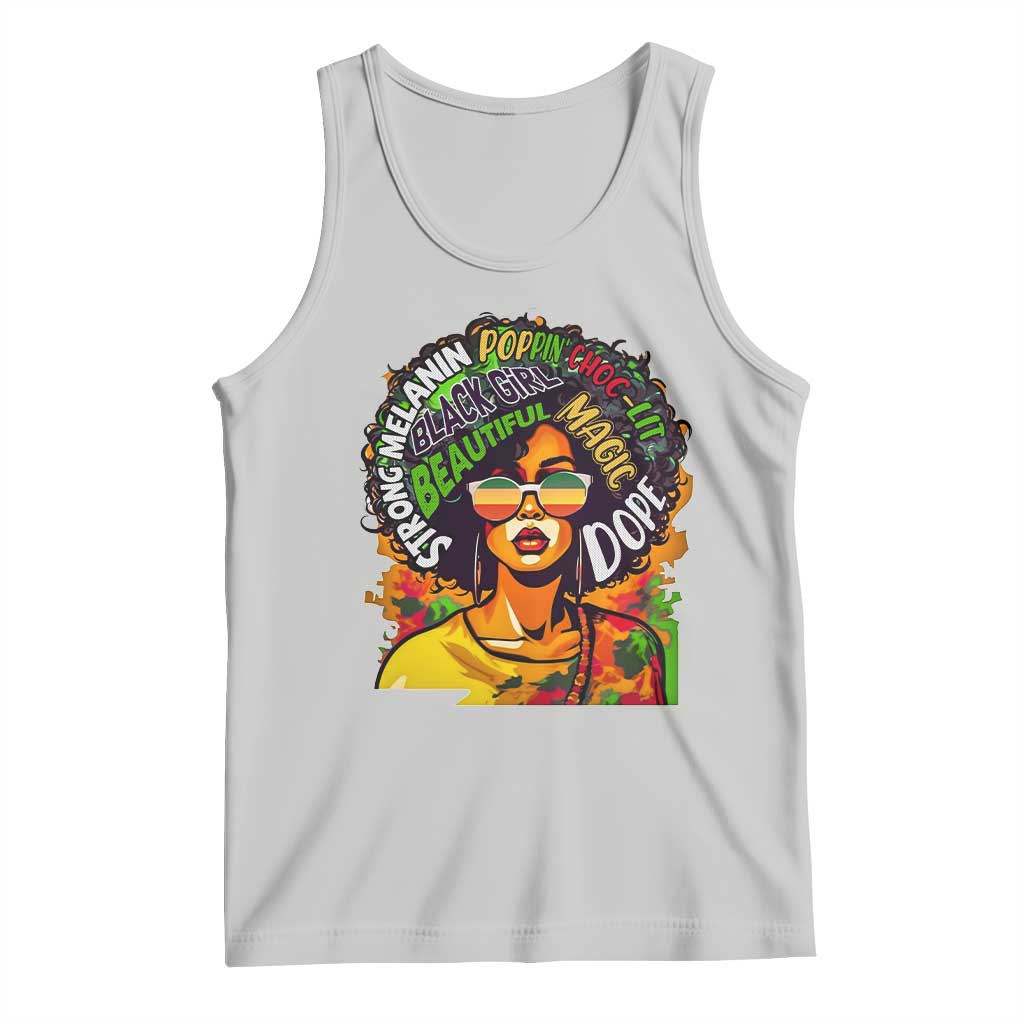 Afro Black Queen Magic Tank Top Beautiful Strong Melanin Poppin' Choc-lit Dope TS02 Ash Print Your Wear