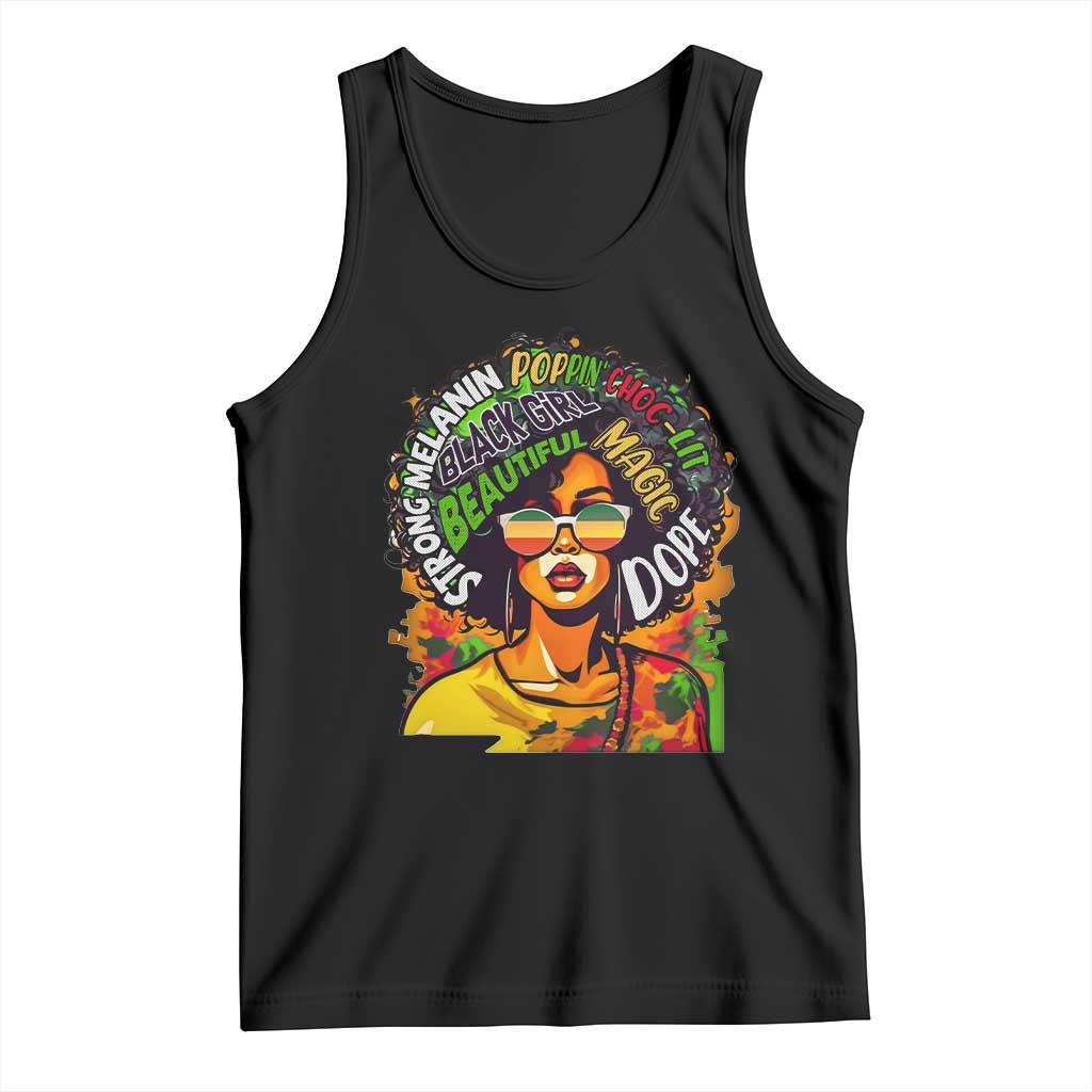 Afro Black Queen Magic Tank Top Beautiful Strong Melanin Poppin' Choc-lit Dope TS02 Black Print Your Wear