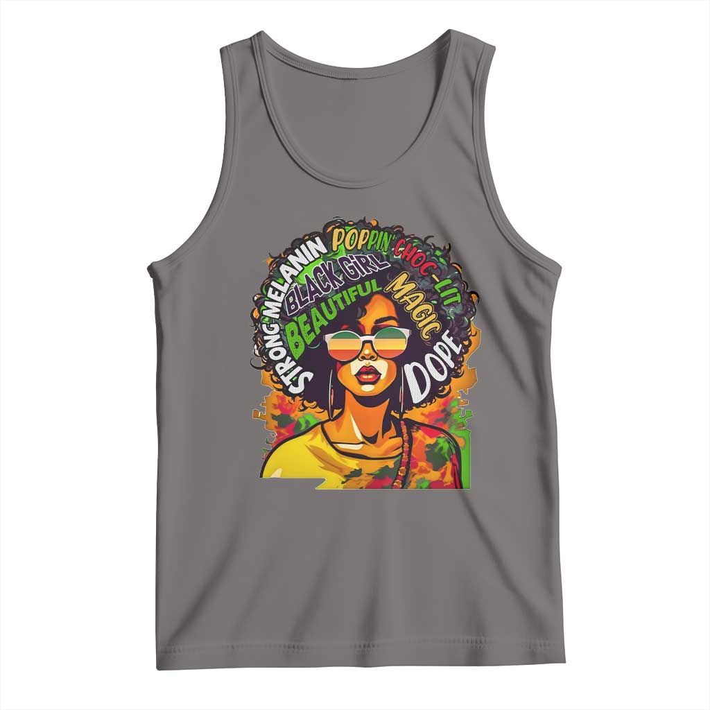 Afro Black Queen Magic Tank Top Beautiful Strong Melanin Poppin' Choc-lit Dope TS02 Deep Heather Print Your Wear