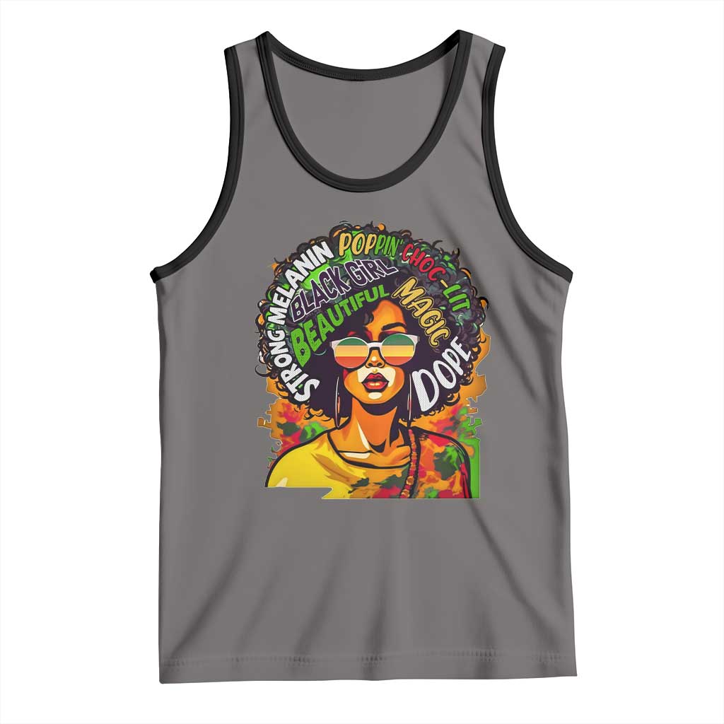 Afro Black Queen Magic Tank Top Beautiful Strong Melanin Poppin' Choc-lit Dope TS02 Deep Heather Black Print Your Wear