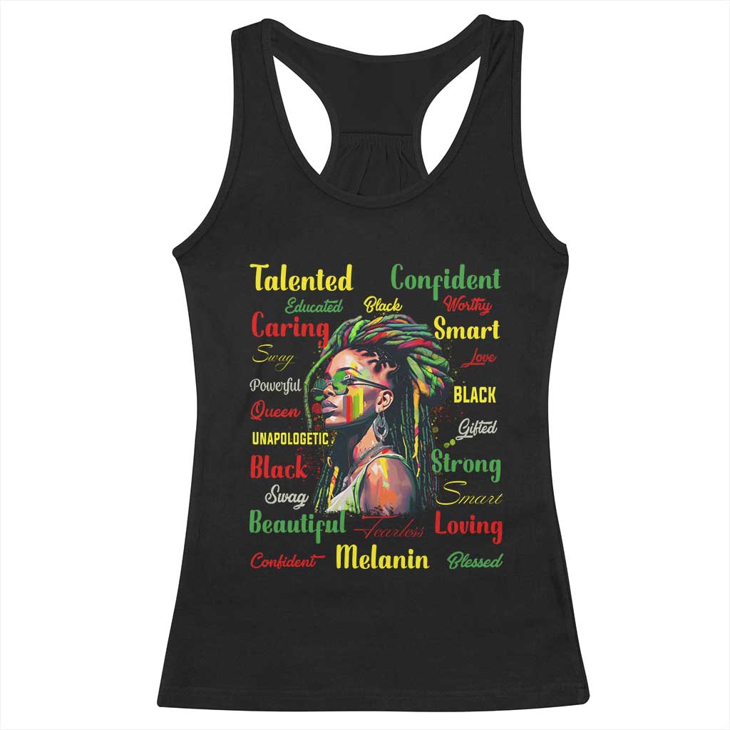Melanin Locs Girl Racerback Tank Top Dreadlock Black Pride African American TS02 Black Print Your Wear