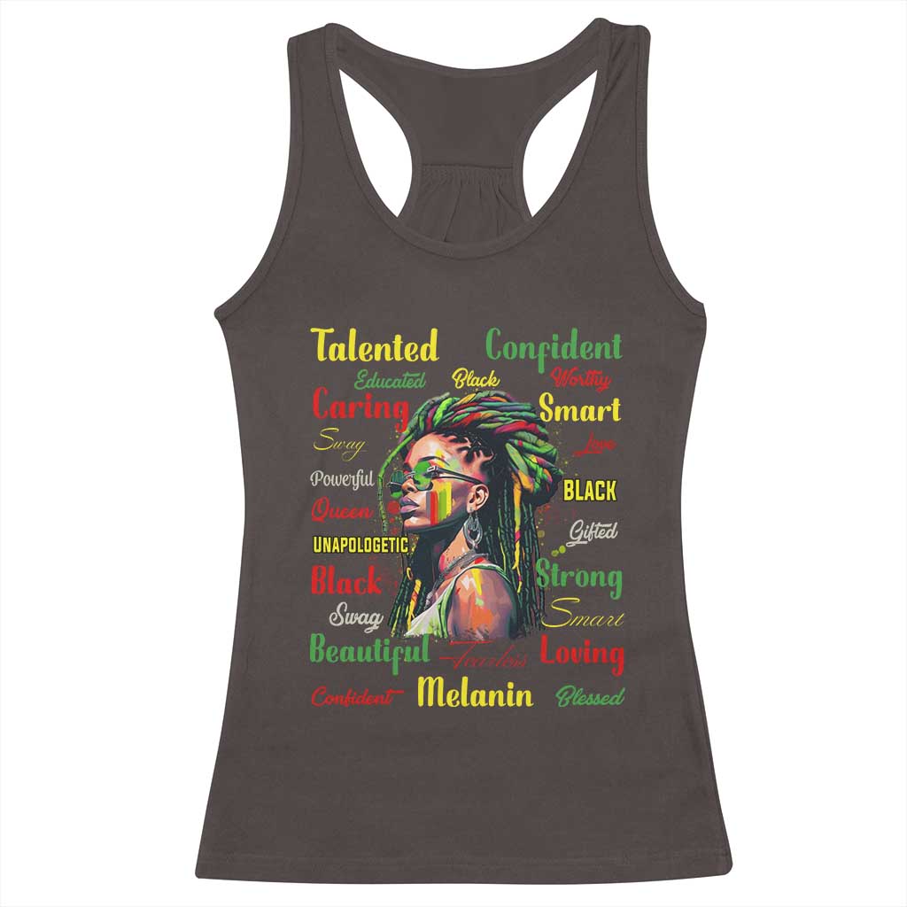 Melanin Locs Girl Racerback Tank Top Dreadlock Black Pride African American TS02 Dark Chocolate Print Your Wear