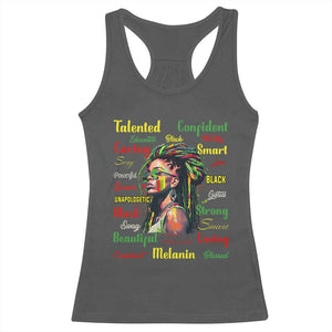 Melanin Locs Girl Racerback Tank Top Dreadlock Black Pride African American TS02 Dark Heather Print Your Wear
