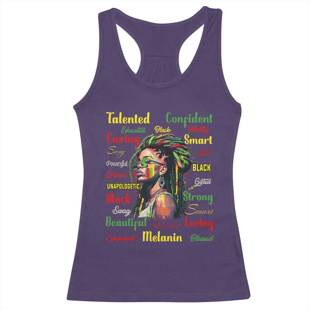 Melanin Locs Girl Racerback Tank Top Dreadlock Black Pride African American TS02 Purple Print Your Wear