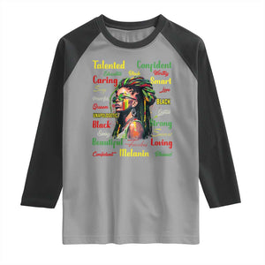 Melanin Locs Girl Raglan Shirt Dreadlock Black Pride African American TS02 Sport Gray Black Print Your Wear