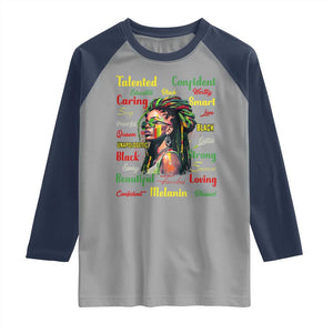 Melanin Locs Girl Raglan Shirt Dreadlock Black Pride African American TS02 Sport Gray Navy Print Your Wear