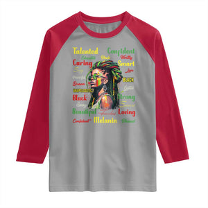 Melanin Locs Girl Raglan Shirt Dreadlock Black Pride African American TS02 Sport Gray Red Print Your Wear