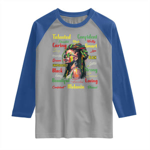 Melanin Locs Girl Raglan Shirt Dreadlock Black Pride African American TS02 Sport Gray Royal Print Your Wear