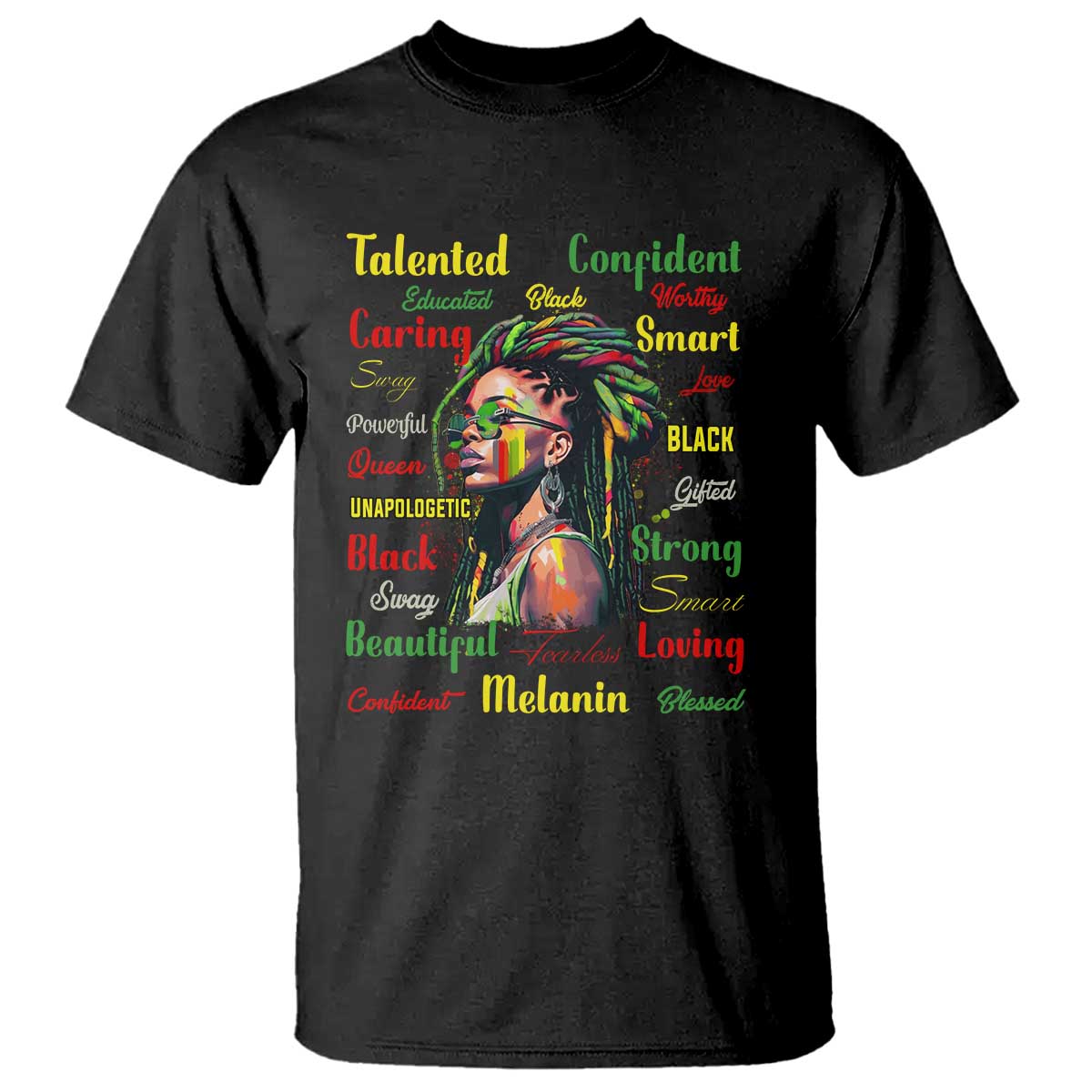 Melanin Locs Girl T Shirt Dreadlock Black Pride African American TS02 Black Print Your Wear