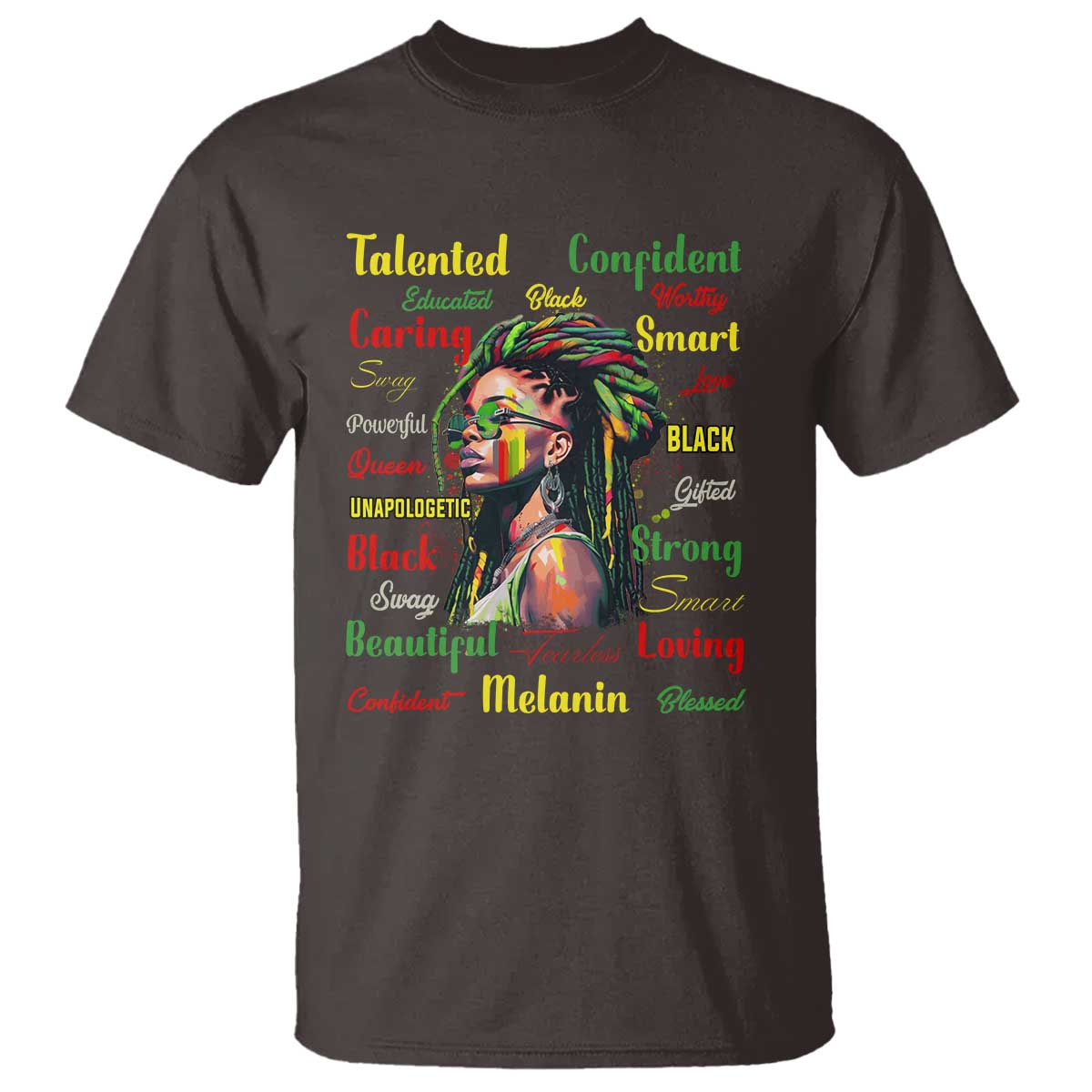 Melanin Locs Girl T Shirt Dreadlock Black Pride African American TS02 Dark Chocolate Print Your Wear