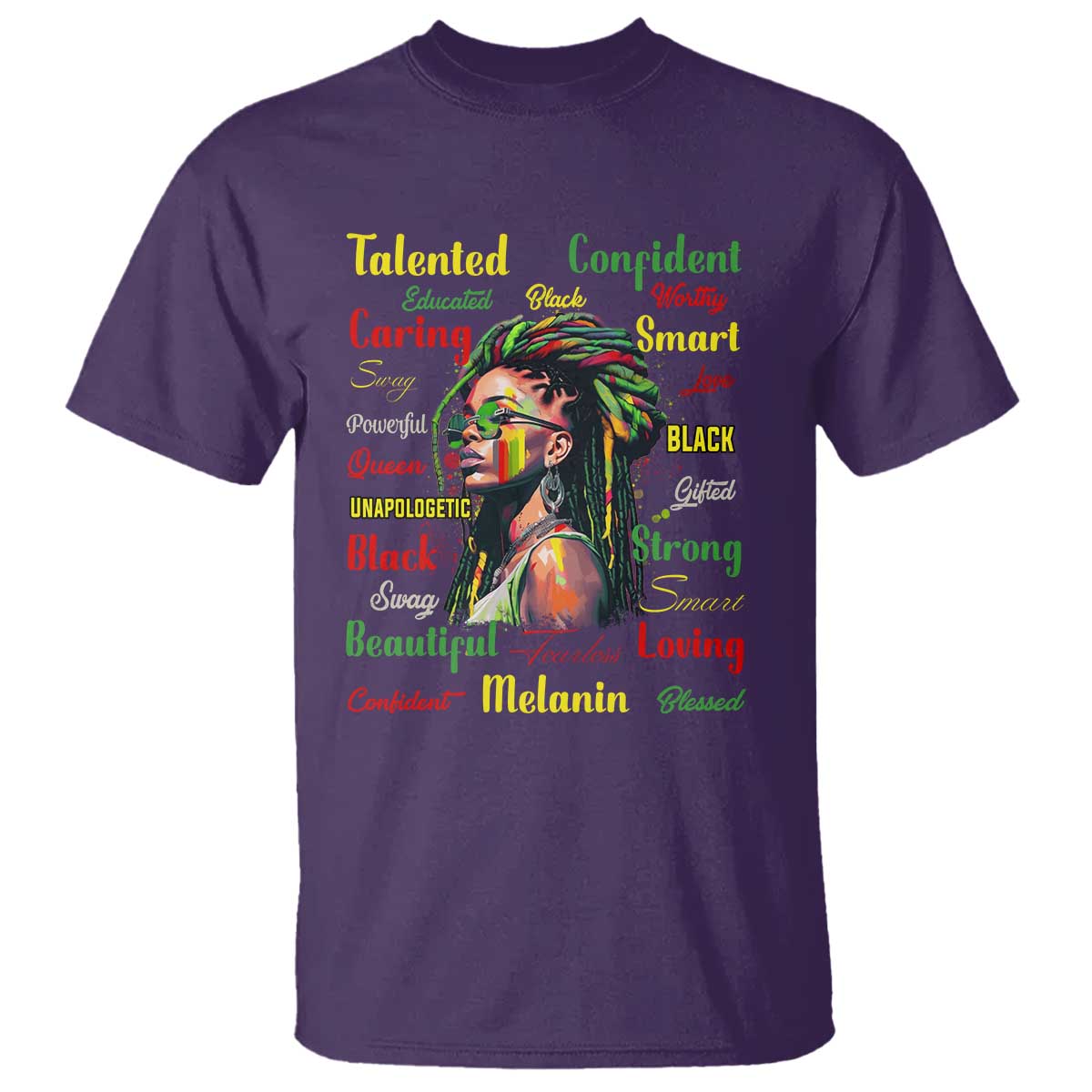 Melanin Locs Girl T Shirt Dreadlock Black Pride African American TS02 Purple Print Your Wear