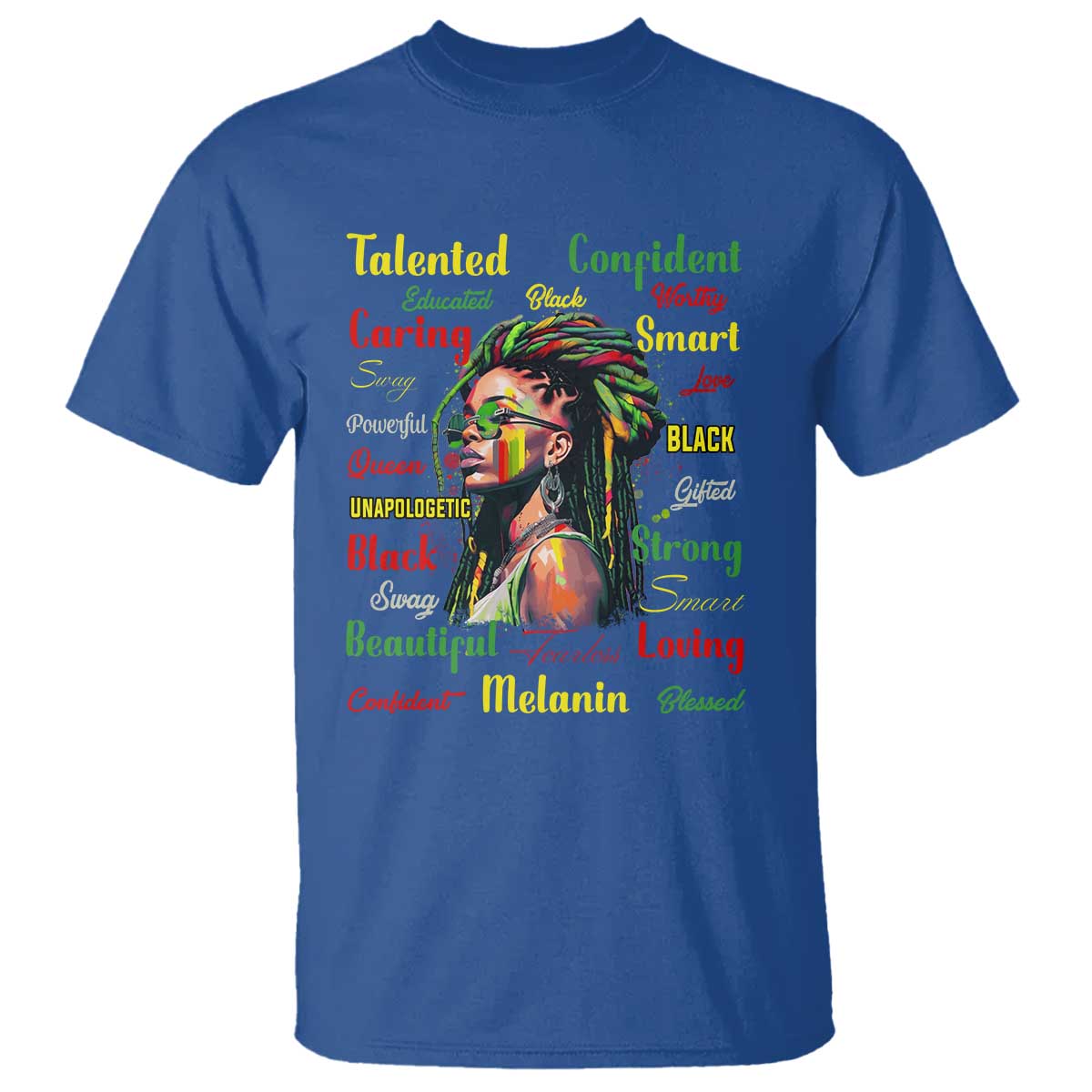 Melanin Locs Girl T Shirt Dreadlock Black Pride African American TS02 Royal Blue Print Your Wear