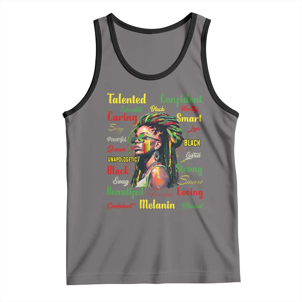 Melanin Locs Girl Tank Top Dreadlock Black Pride African American TS02 Deep Heather Black Print Your Wear