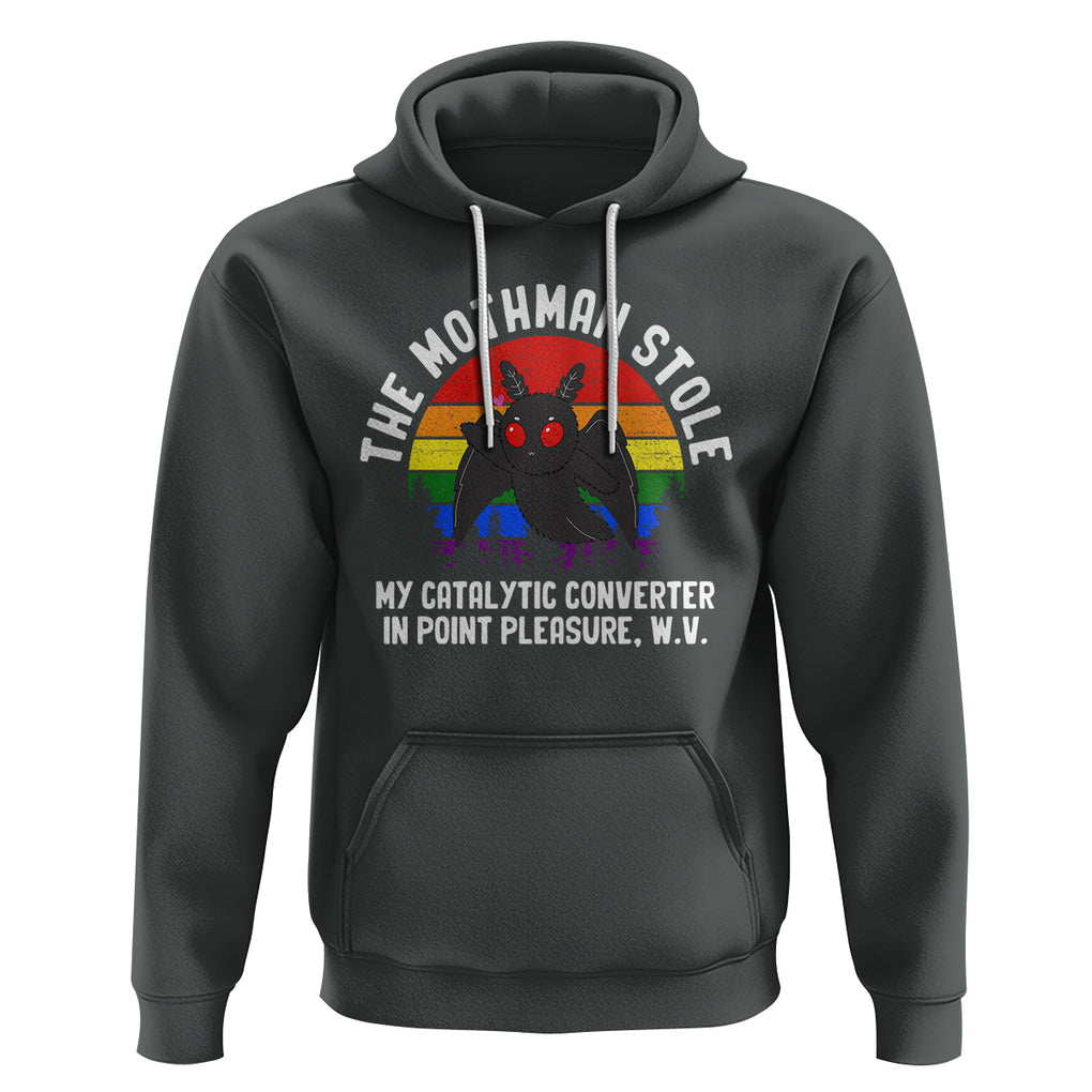 Funny Mothman Hoodie The Mothman Stole My Catalytic Converter In Point Cryptid TS02 Dark Heather Printyourwear