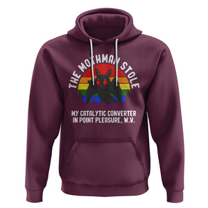 Funny Mothman Hoodie The Mothman Stole My Catalytic Converter In Point Cryptid TS02 Maroon Printyourwear