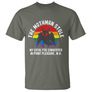 Funny Mothman T Shirt The Mothman Stole My Catalytic Converter In Point Cryptid TS02 Military Green Printyourwear