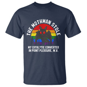 Funny Mothman T Shirt The Mothman Stole My Catalytic Converter In Point Cryptid TS02 Navy Printyourwear