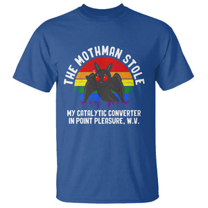 Funny Mothman T Shirt The Mothman Stole My Catalytic Converter In Point Cryptid TS02 Royal Blue Printyourwear